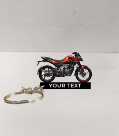 Customized Bajaj Pulsar N125 Cocktail Wine Red Colorful Bike Shape Gel Number Plate Keychain