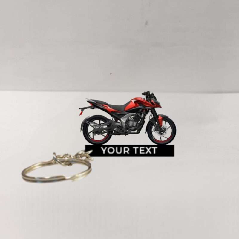 Customized Bajaj Pulsar N125 Cocktail Wine Red Colorful Bike Shape Gel Number Plate Keychain