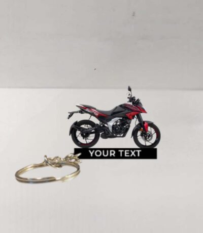 Customized Bajaj Pulsar N125 Ebony Black Cocktail Wine Red Colorful Bike Shape Gel Number Plate Keychain