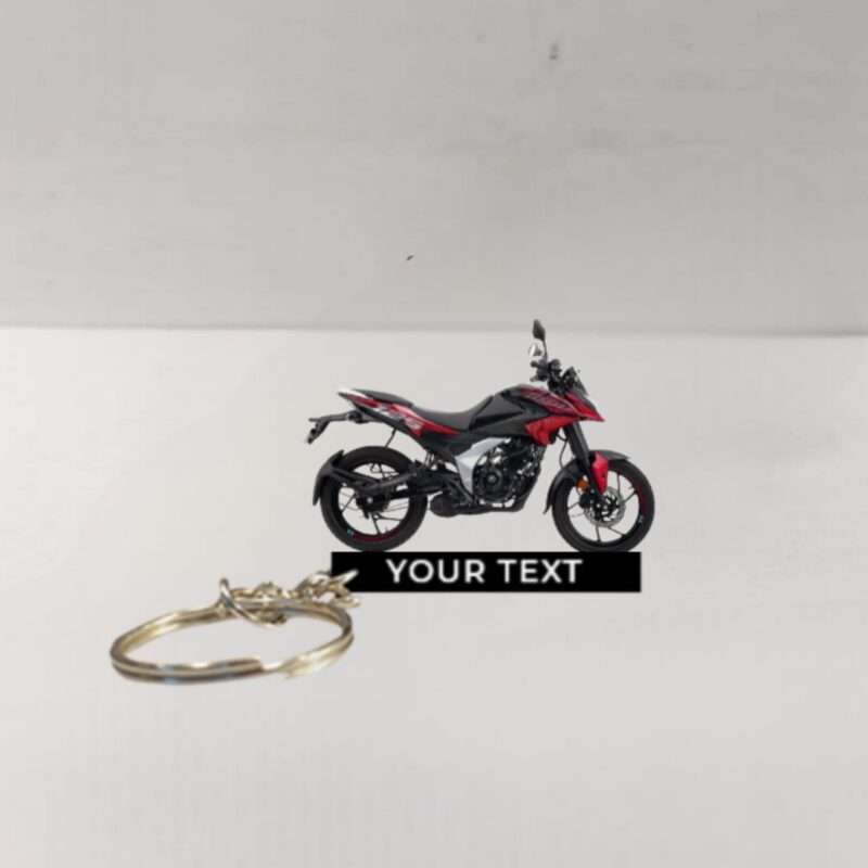 Customized Bajaj Pulsar N125 Ebony Black Cocktail Wine Red Colorful Bike Shape Gel Number Plate Keychain