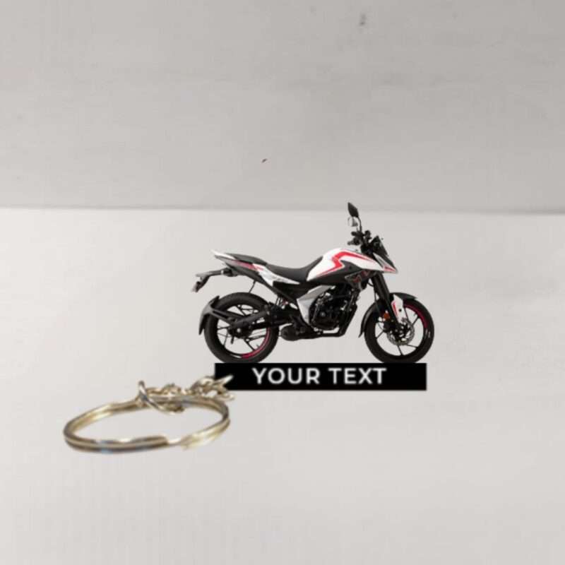 Customized Bajaj Pulsar N125 Pearl Metallic White Colorful Bike Shape Gel Number Plate Keychain