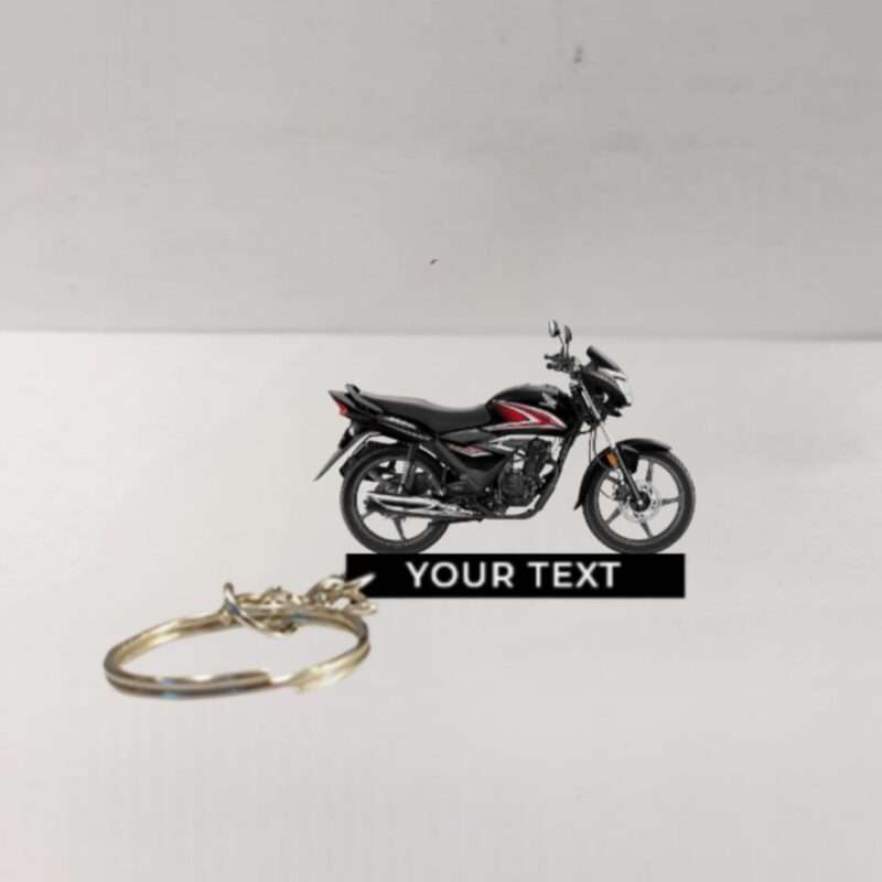 Customized Honda Shine Black Colorful Bike Shape Gel Number Plate Keychain