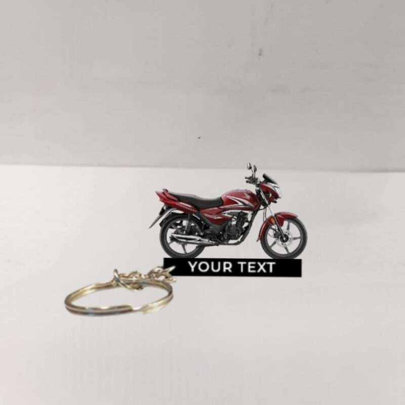 Customized Honda Shine Rebel Red Metallic Colorful Bike Shape Gel Number Plate Keychain