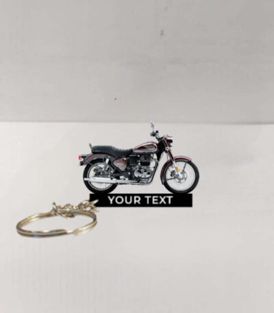 Customized Royal Enfield Bullet 350 Maroon Colorful Bike Shape Gel Number Plate Keychain