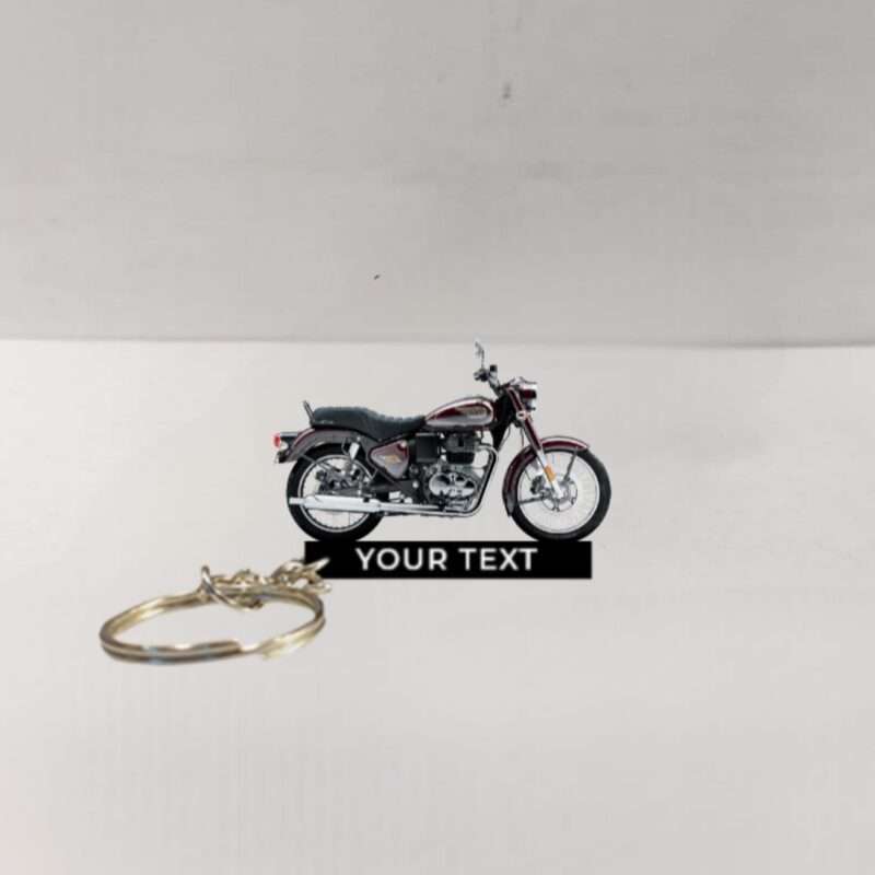 Customized Royal Enfield Bullet 350 Maroon Colorful Bike Shape Gel Number Plate Keychain