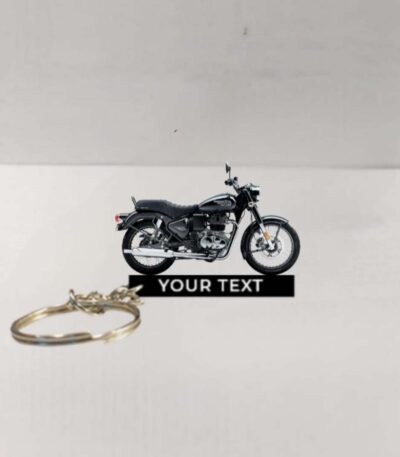 Customized Royal Enfield Bullet 350 Military Black Colorful Bike Shape Gel Number Plate Keychain