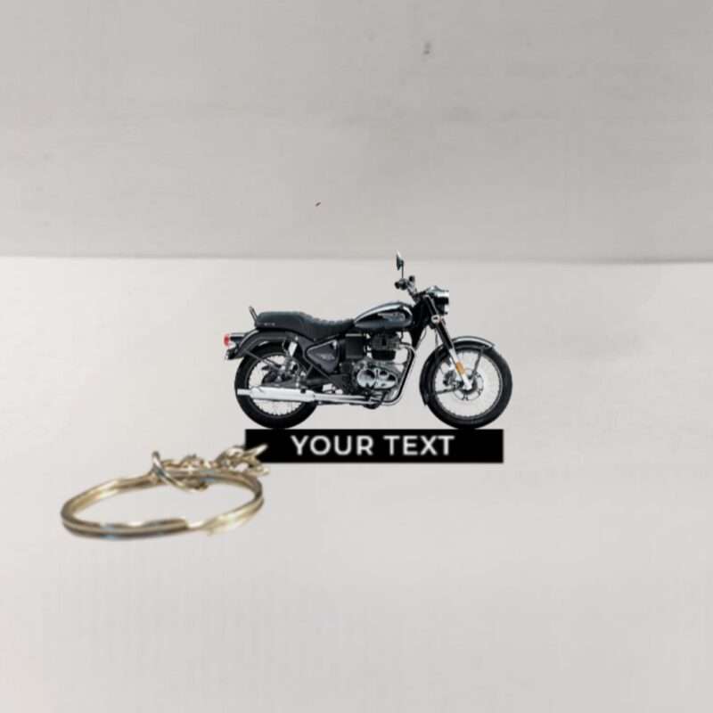 Customized Royal Enfield Bullet 350 Military Black Colorful Bike Shape Gel Number Plate Keychain