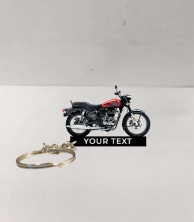 Customized Royal Enfield Bullet 350 Military Red Colorful Bike Shape Gel Number Plate Keychain