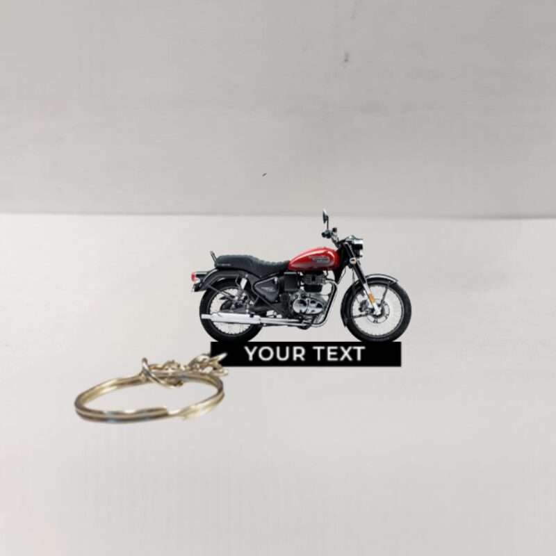 Customized Royal Enfield Bullet 350 Military Red Colorful Bike Shape Gel Number Plate Keychain