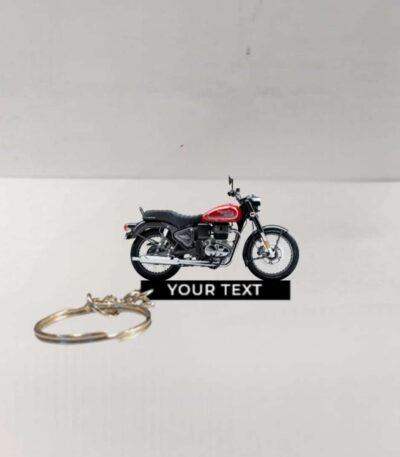 Customized Royal Enfield Bullet 350 Silver Red Colorful Bike Shape Gel Number Plate Keychain