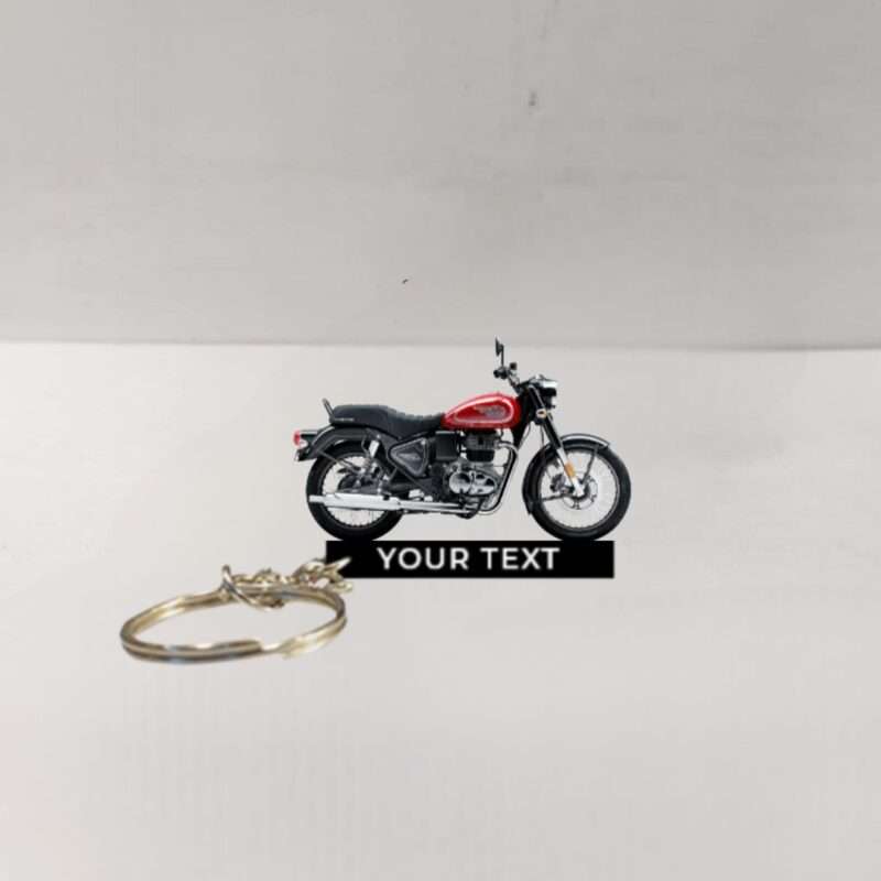 Customized Royal Enfield Bullet 350 Silver Red Colorful Bike Shape Gel Number Plate Keychain