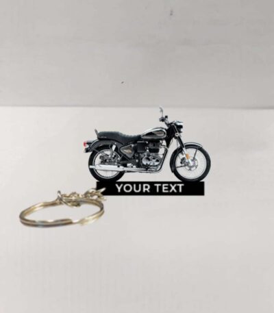 Customized Royal Enfield Bullet 350 Standard Black Colorful Bike Shape Gel Number Plate Keychain