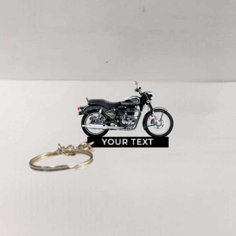 Customized Royal Enfield Bullet 350 Standard Black Colorful Bike Shape Gel Number Plate Keychain