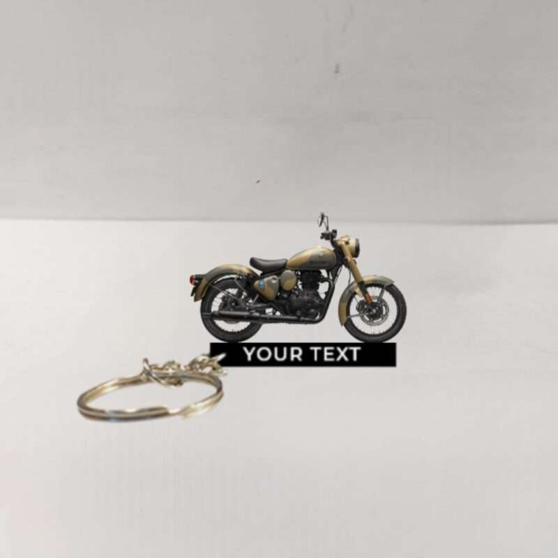 Customized Royal Enfield Classic 350 Commando Sand Colorful Bike Shape Gel Number Plate Keychain