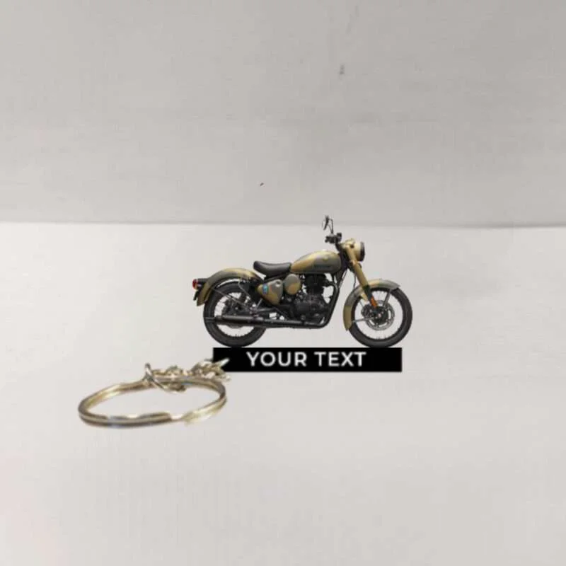 Customized Royal Enfield Classic 350 Commando Sand Colorful Bike Shape Gel Number Plate Keychain