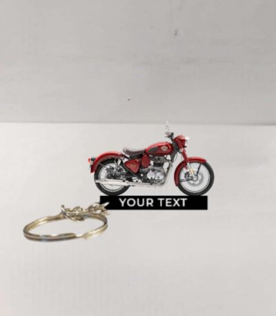 Customized Royal Enfield Classic 350 Madras Red Colorful Bike Shape Gel Number Plate Keychain