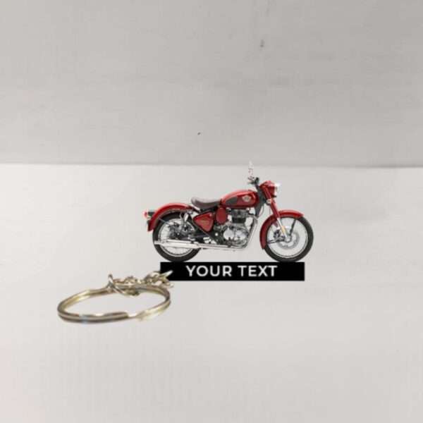 Customized Royal Enfield Classic 350 Madras Red Colorful Bike Shape Gel Number Plate Keychain