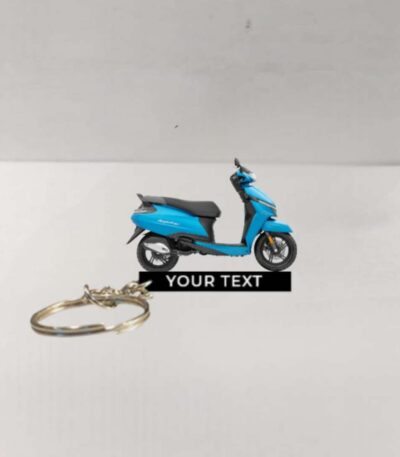 Customized TVS Jupiter Dawn Blue Matte Colorful Scooter Shape Gel Number Plate Keychain