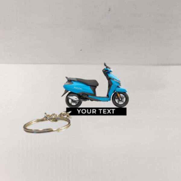 Customized TVS Jupiter Dawn Blue Matte Colorful Scooter Shape Gel Number Plate Keychain