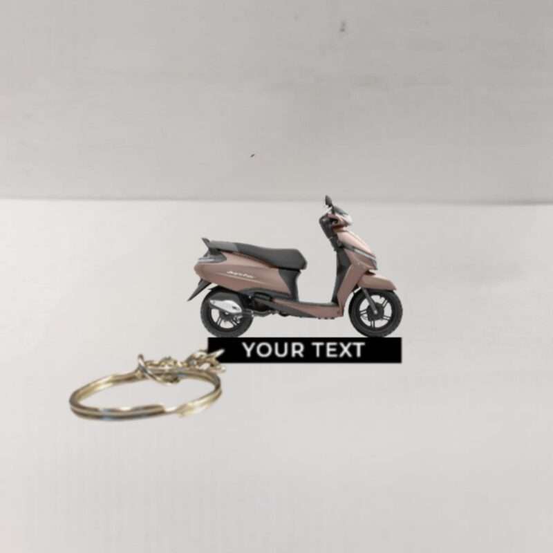 Customized TVS Jupiter Galactic Copper Matte Colorful Scooter Shape Gel Number Plate Keychain