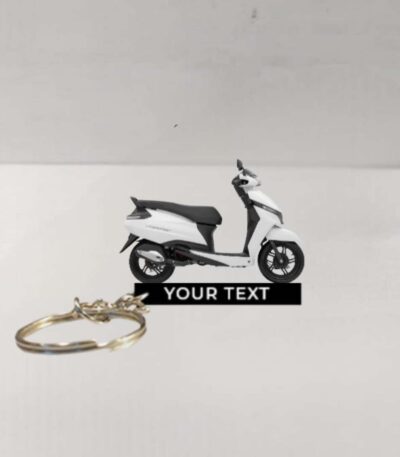 Customized TVS Jupiter Lunar White Gloss Colorful Scooter Shape Gel Number Plate Keychain