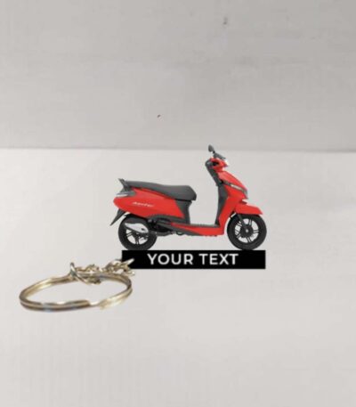 Customized TVS Jupiter Meteor Red Gloss Colorful Scooter Shape Gel Number Plate Keychain