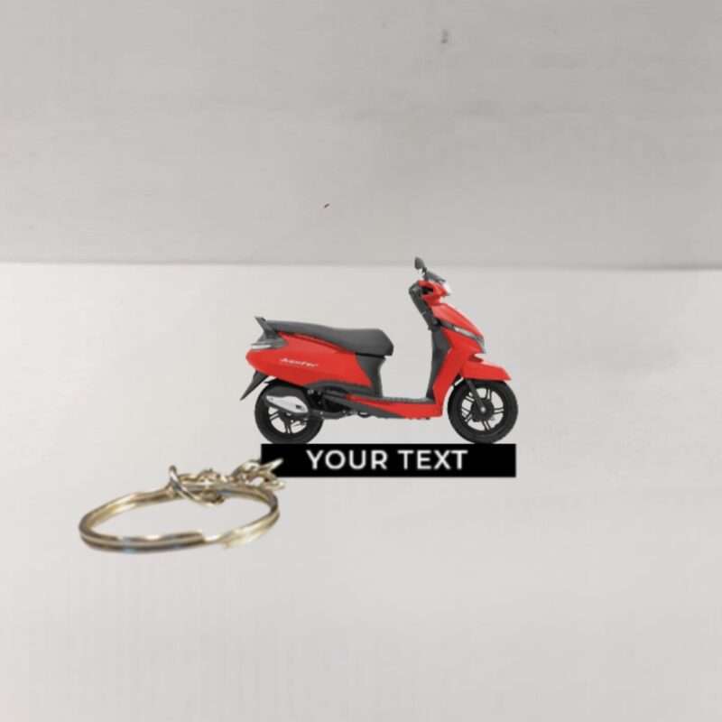 Customized TVS Jupiter Meteor Red Gloss Colorful Scooter Shape Gel Number Plate Keychain