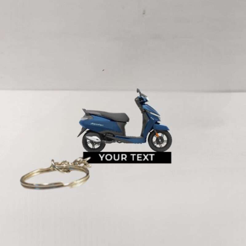 Customized TVS Jupiter Starlight Blue Gloss Colorful Scooter Shape Gel Number Plate Keychain