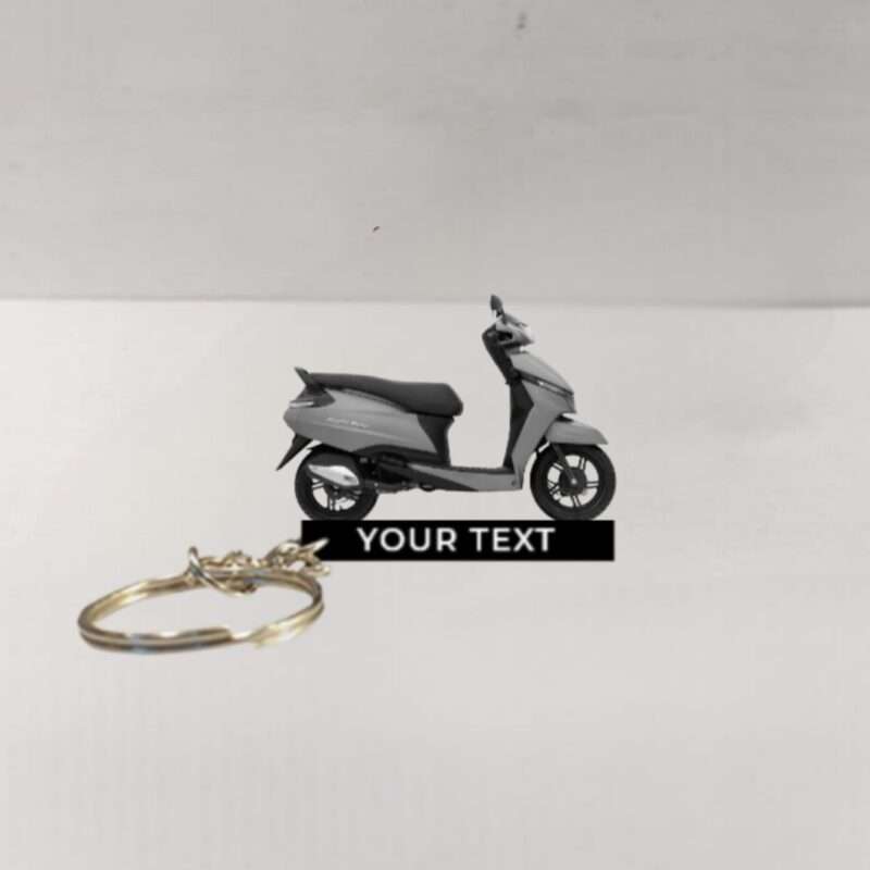 Customized TVS Jupiter Titanium Grey Matte Colorful Scooter Shape Gel Number Plate Keychain