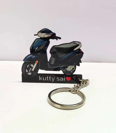 Premium Customized Honda Activa 6G Pearl Siren Blue Colorful Scooter Shape Gel Number Plate Keychain