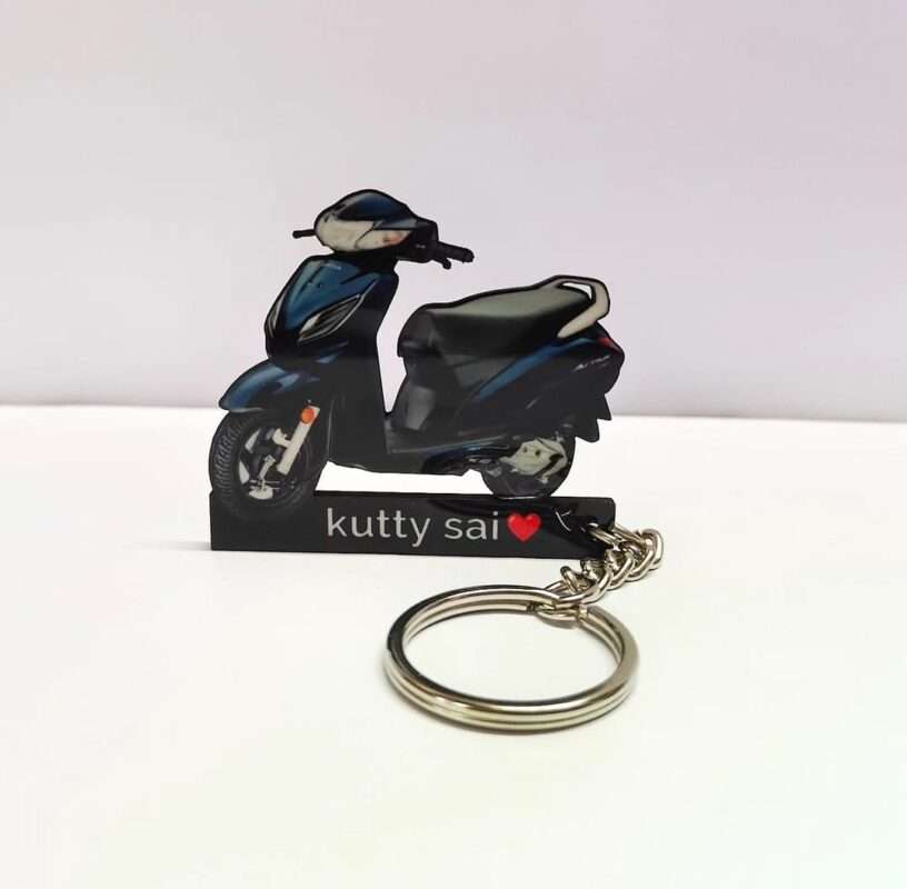 Premium Customized Honda Activa 6G Pearl Siren Blue Colorful Scooter Shape Gel Number Plate Keychain