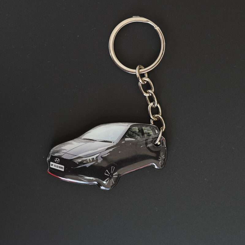 Premium Customized Hyundai I20 N Line Colorful Car Shape Gel Number Plate Keychain