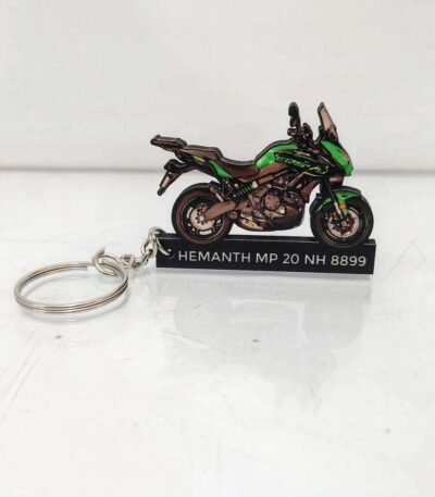 Premium Customized Kawasaki Versys 650 Green Colorful Bike Shape Gel Number Plate Keychain