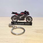 Premium Customized Bajaj Pulsar NS200 Ebony Black Colorful Bike Shape Gel Number Plate Keychain