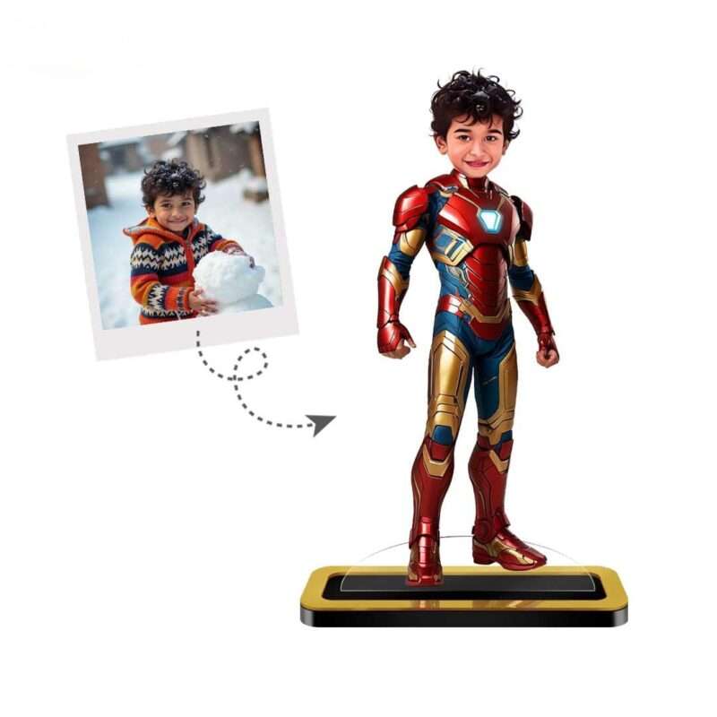 Personalized Mini Me Iron Man Superhero Caricature