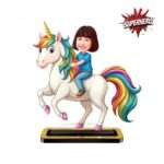 Personalized Mini Me Riding Unicorn With Girl Caricature (2)
