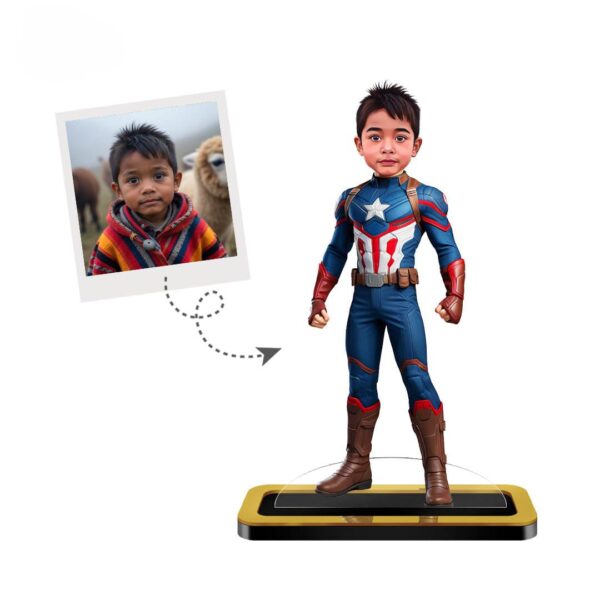 Personalized Mini Me Captain America Superhero Caricature
