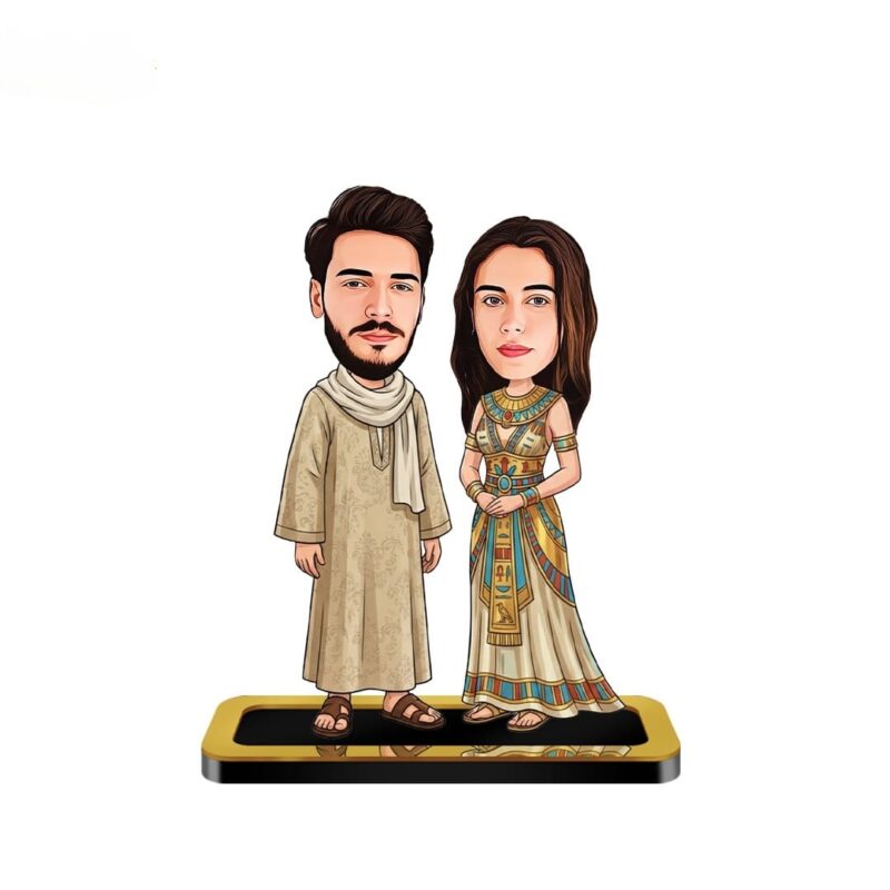 Personalized Mini Me Egyptian Style Couple Caricature