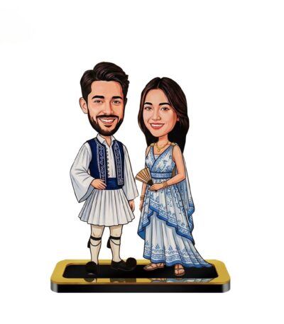 Personalized Mini Me Greek Style Couple Caricature