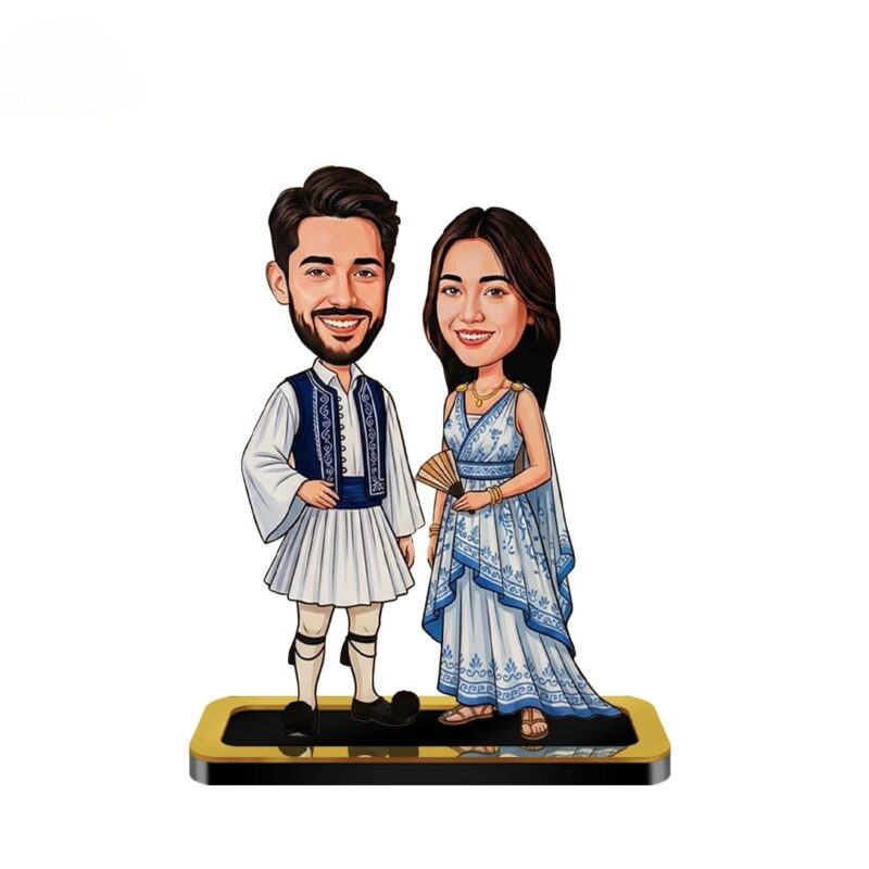 Personalized Mini Me Greek Style Couple Caricature