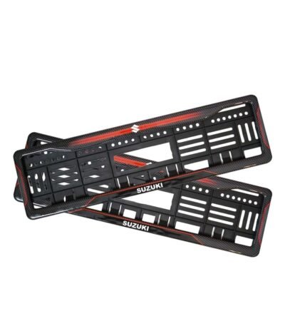 Rock Style Maruti Suzuki Brezza Number Plate Gel HSRP Frames Red Dash